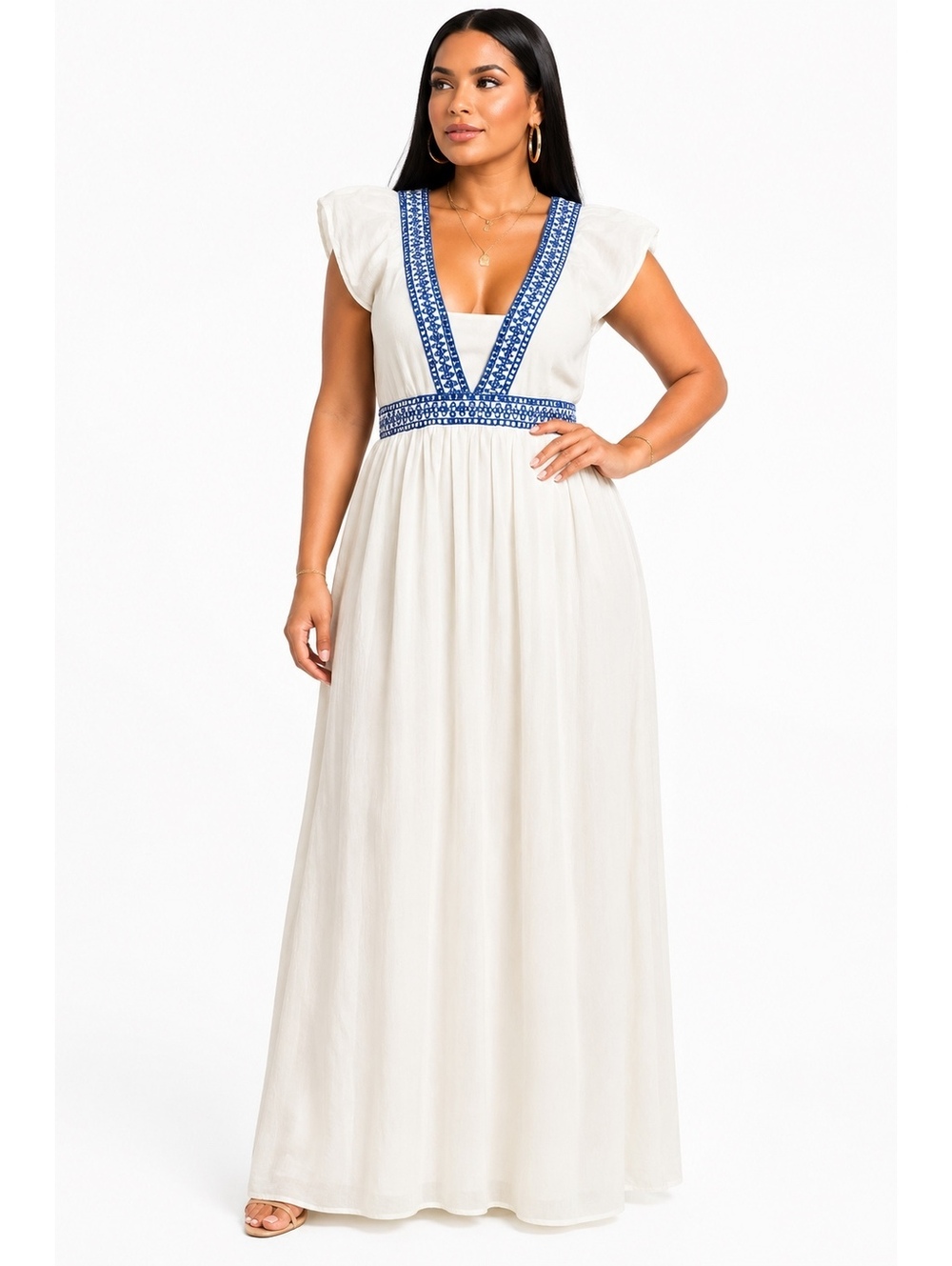 J Crew White Ruffle Maxi-Size L